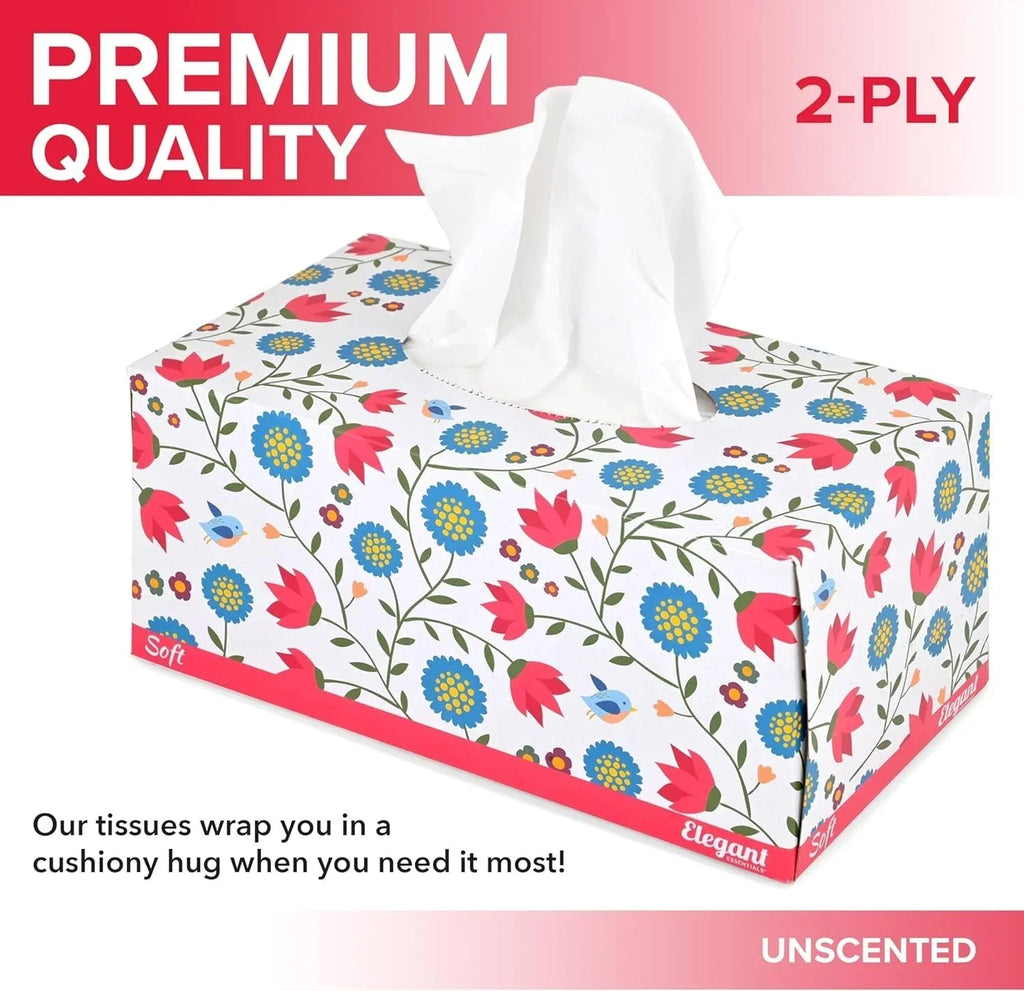 Premium Bulk Tissues, 8 Boxes of 230 Count, 2-Ply Soft Facial Tissues for Off